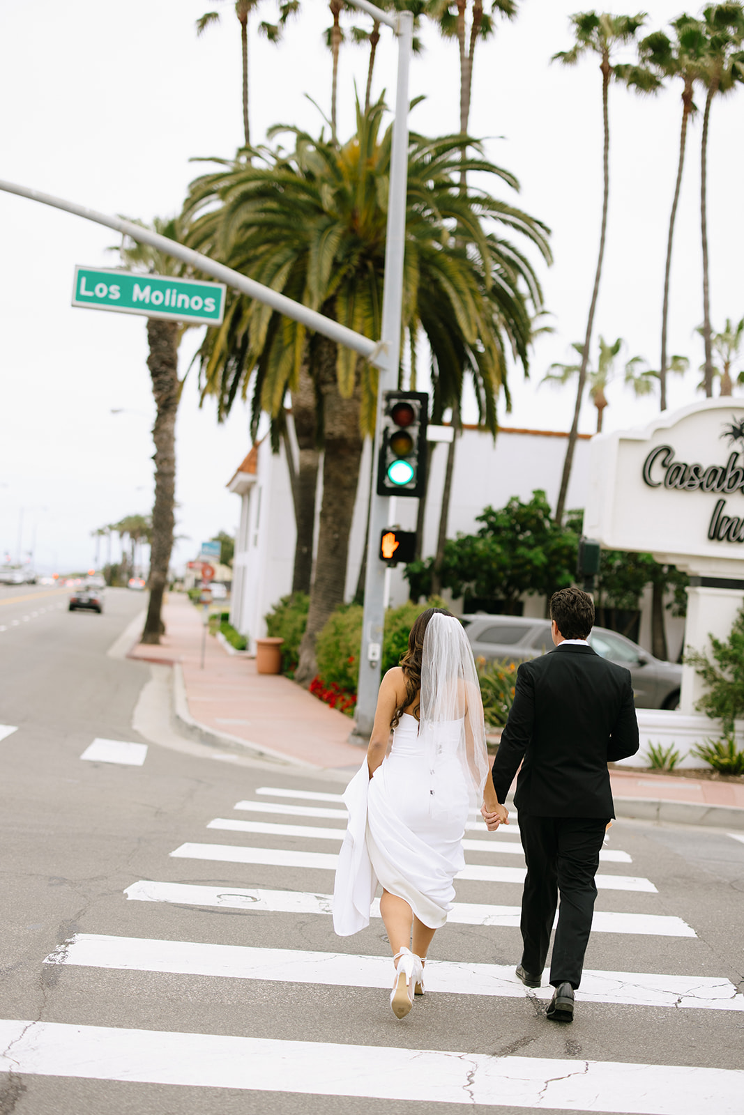 bride and groom street wedding photos in OC