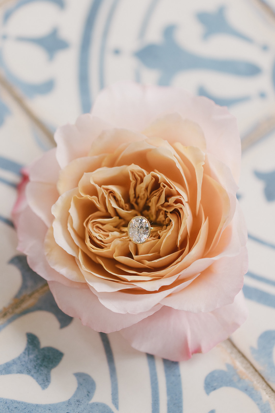 wedding ring in a brightly colored flower 