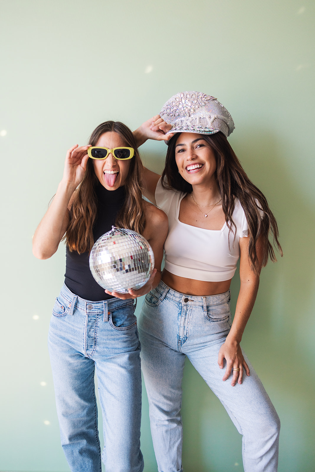 two business owners with their props during a Small Business Branding Photography session