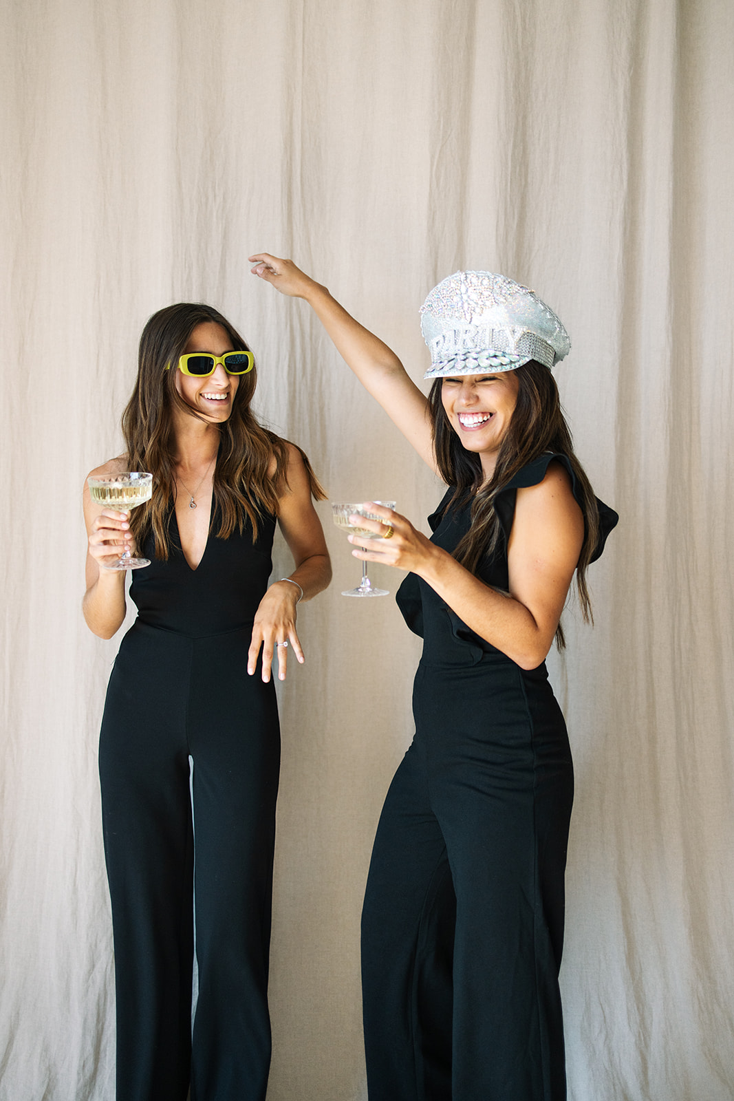 two girls having fun during their branding session in California 