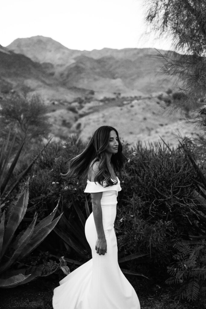 black and white bridal portrait 