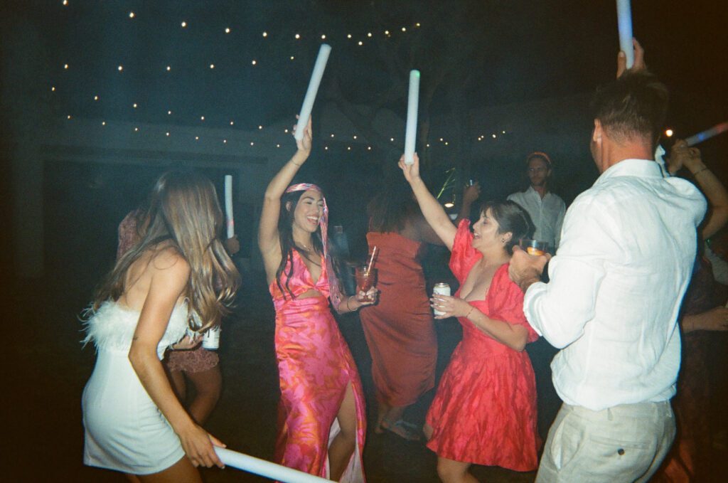 Palm Springs wedding guests dancing at the reception