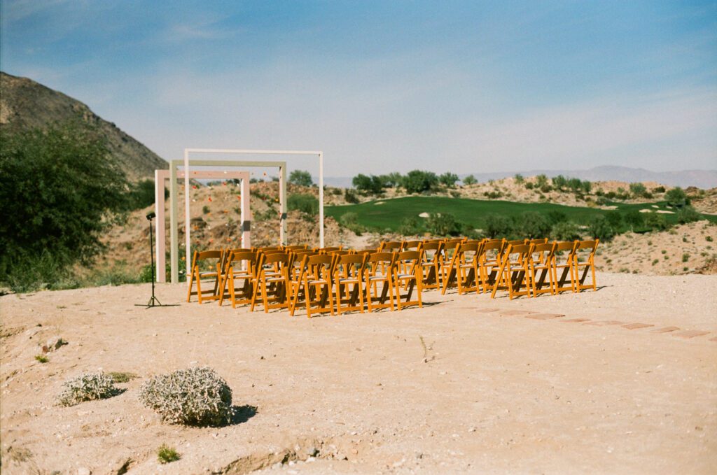 Palm Springs wedding ceremony space on film