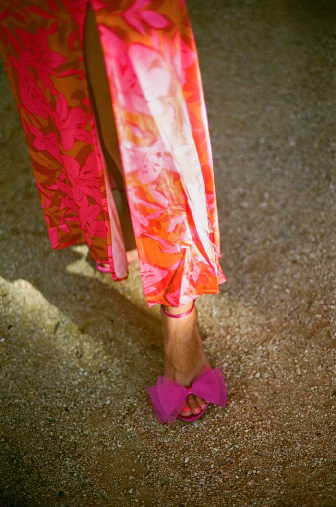 brightly colored dressed guests for a Palm Springs wedding 