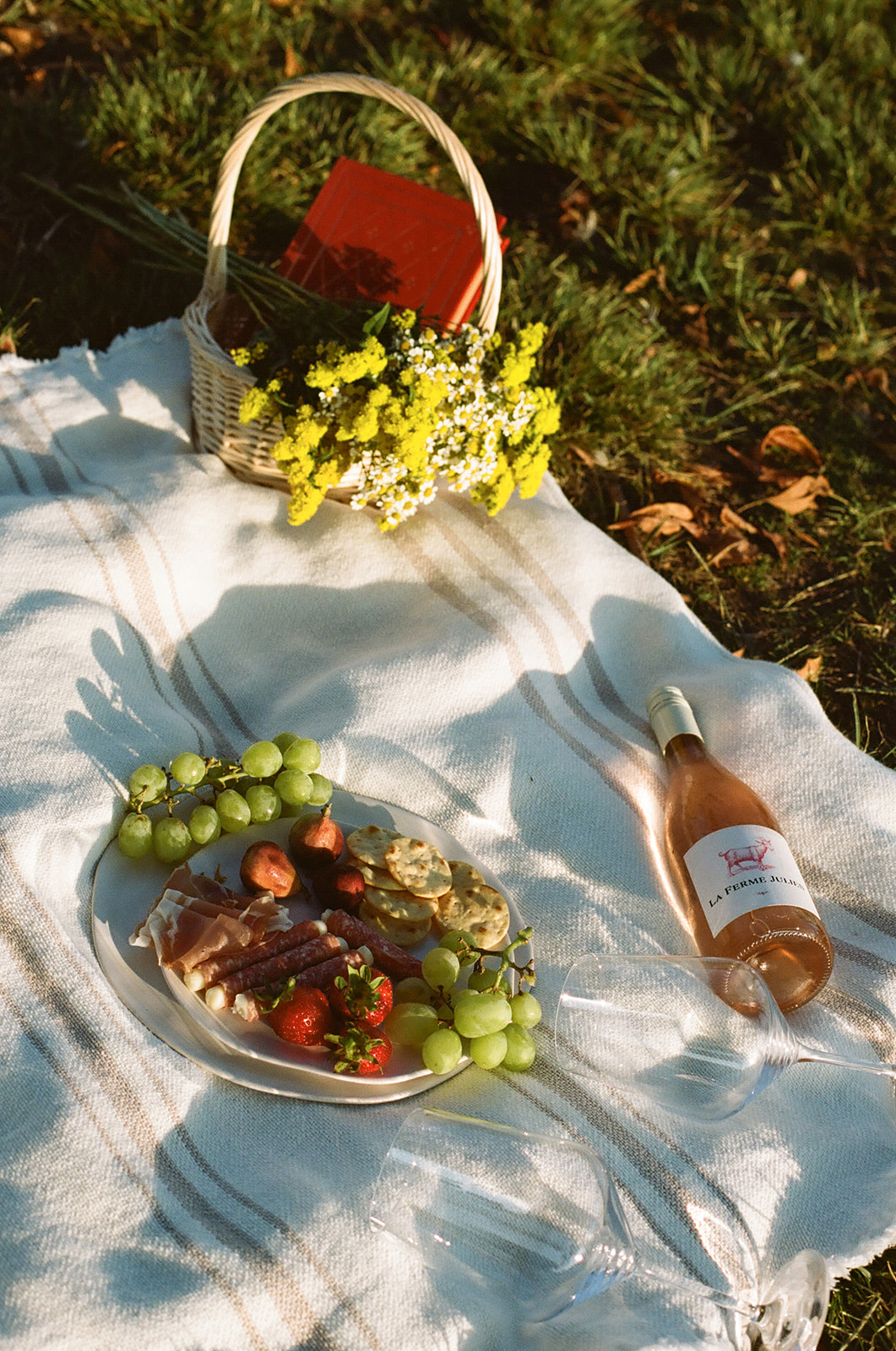 the picnic setting for the couples' fun couples photoshoot