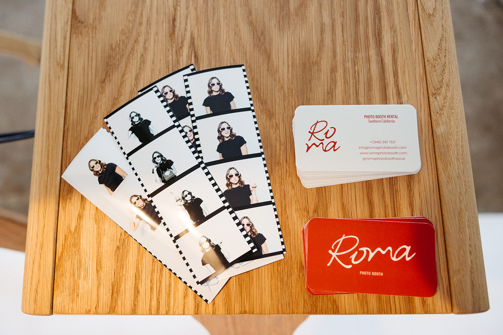 photo booth images and business cards 