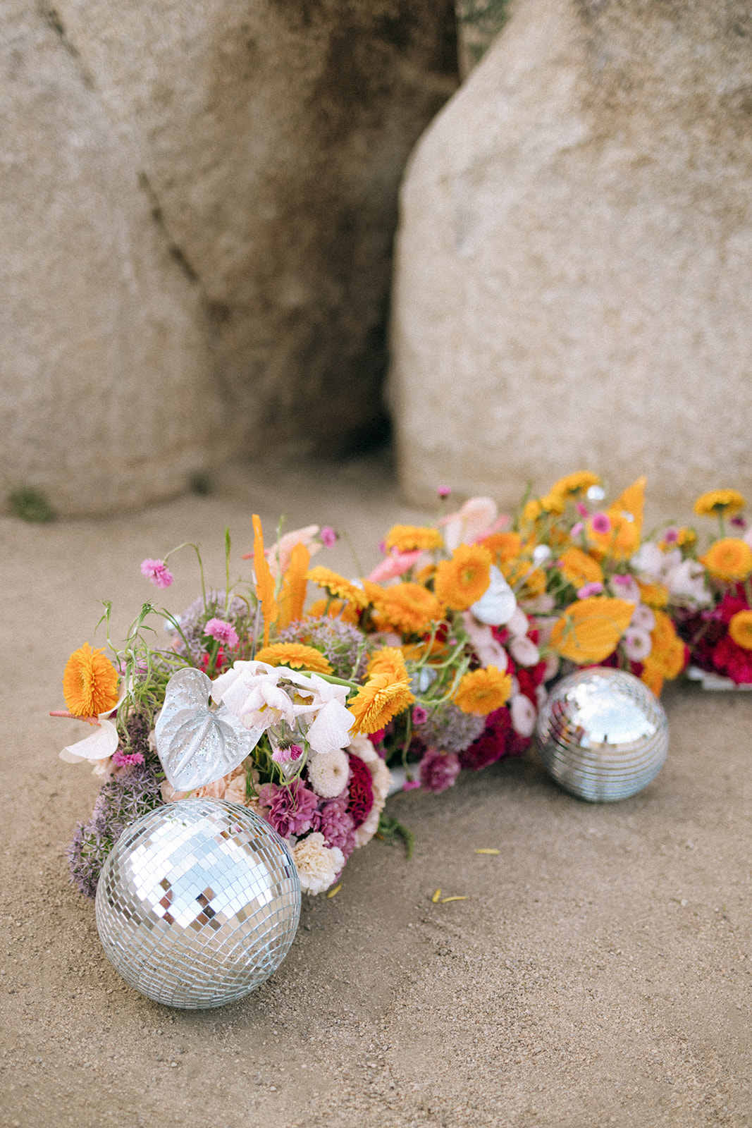 the bold and bright floral design for this southern California elopement