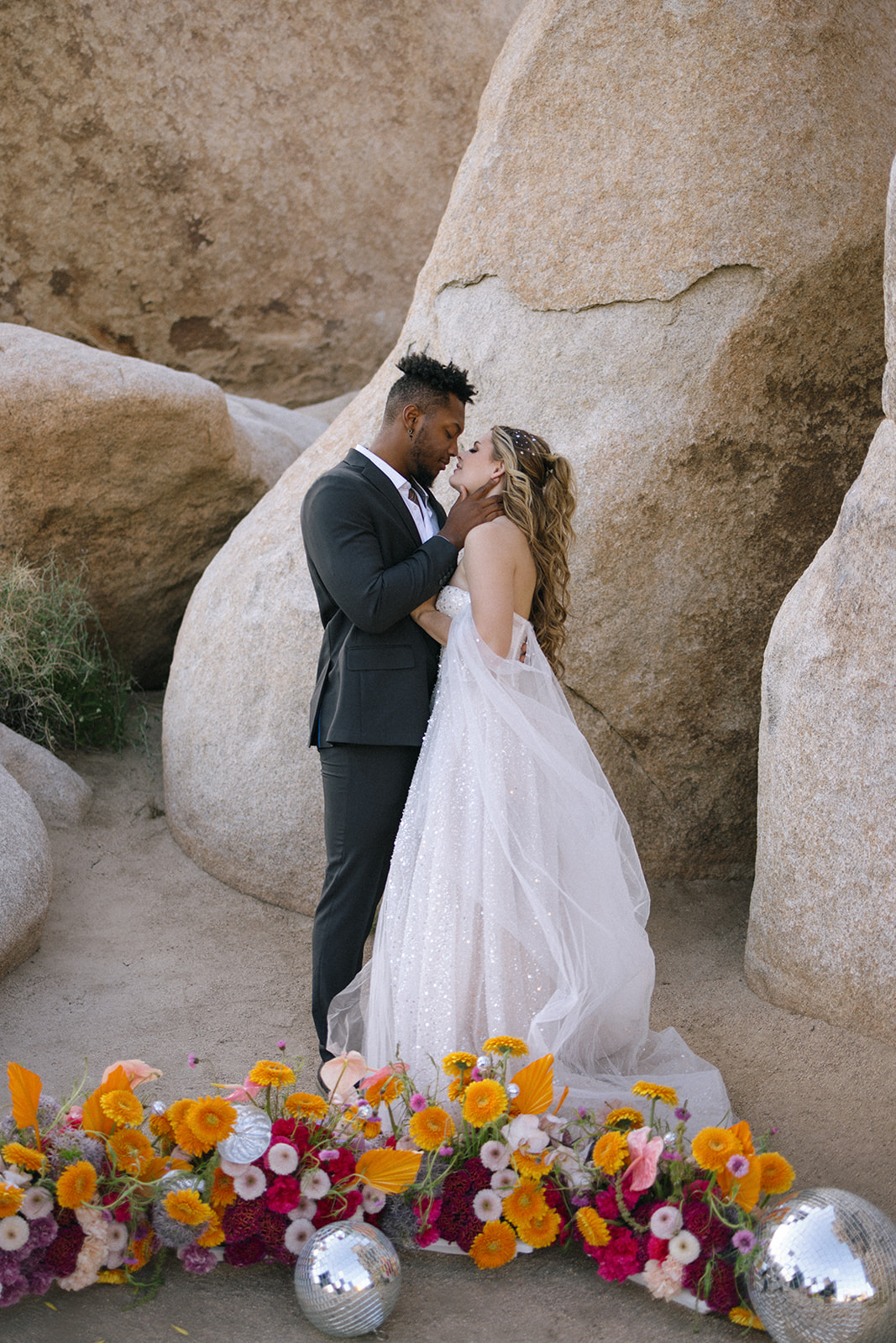 kissing at the altar during a southern California elopement