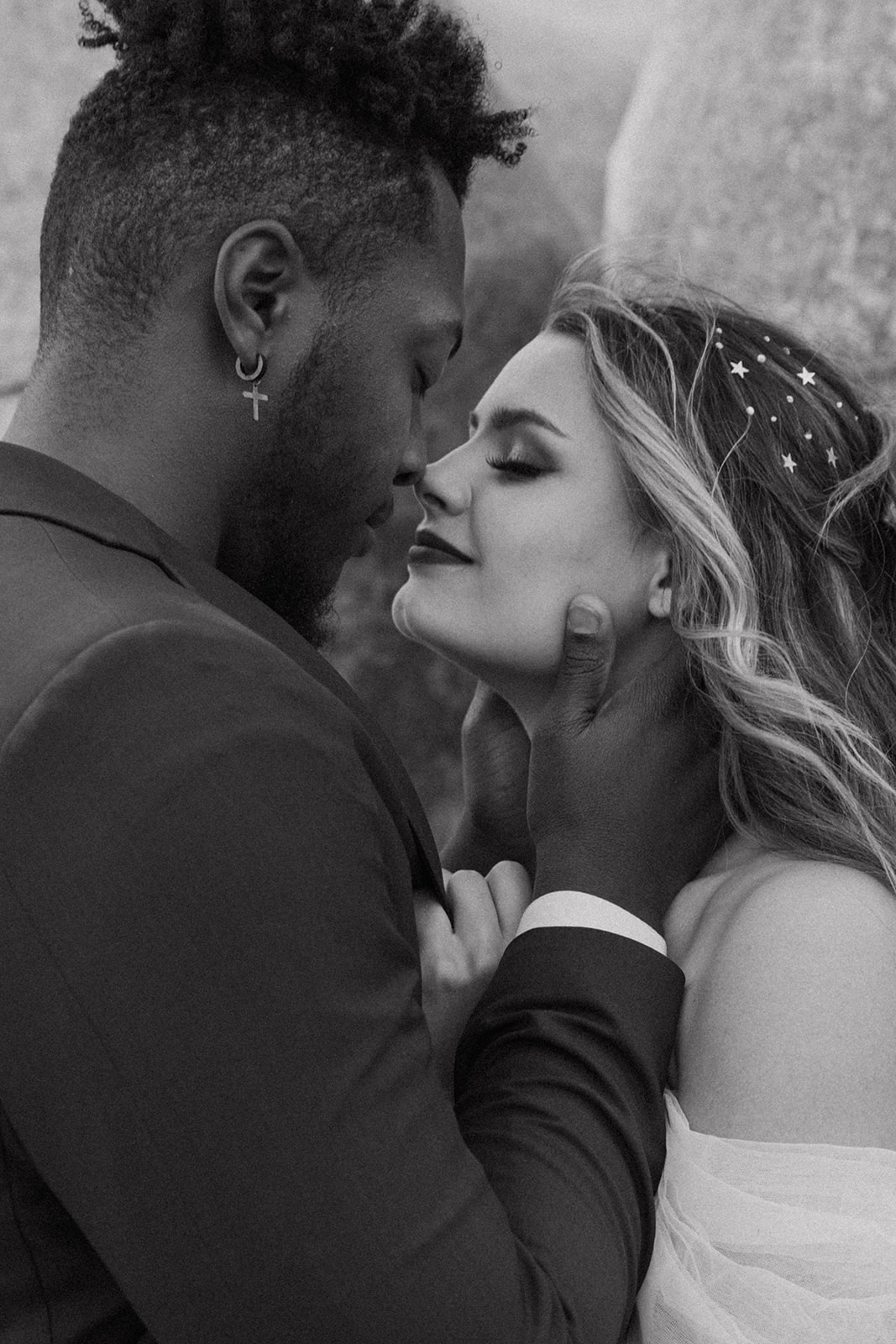 bride and groom sharing an intimate moment 