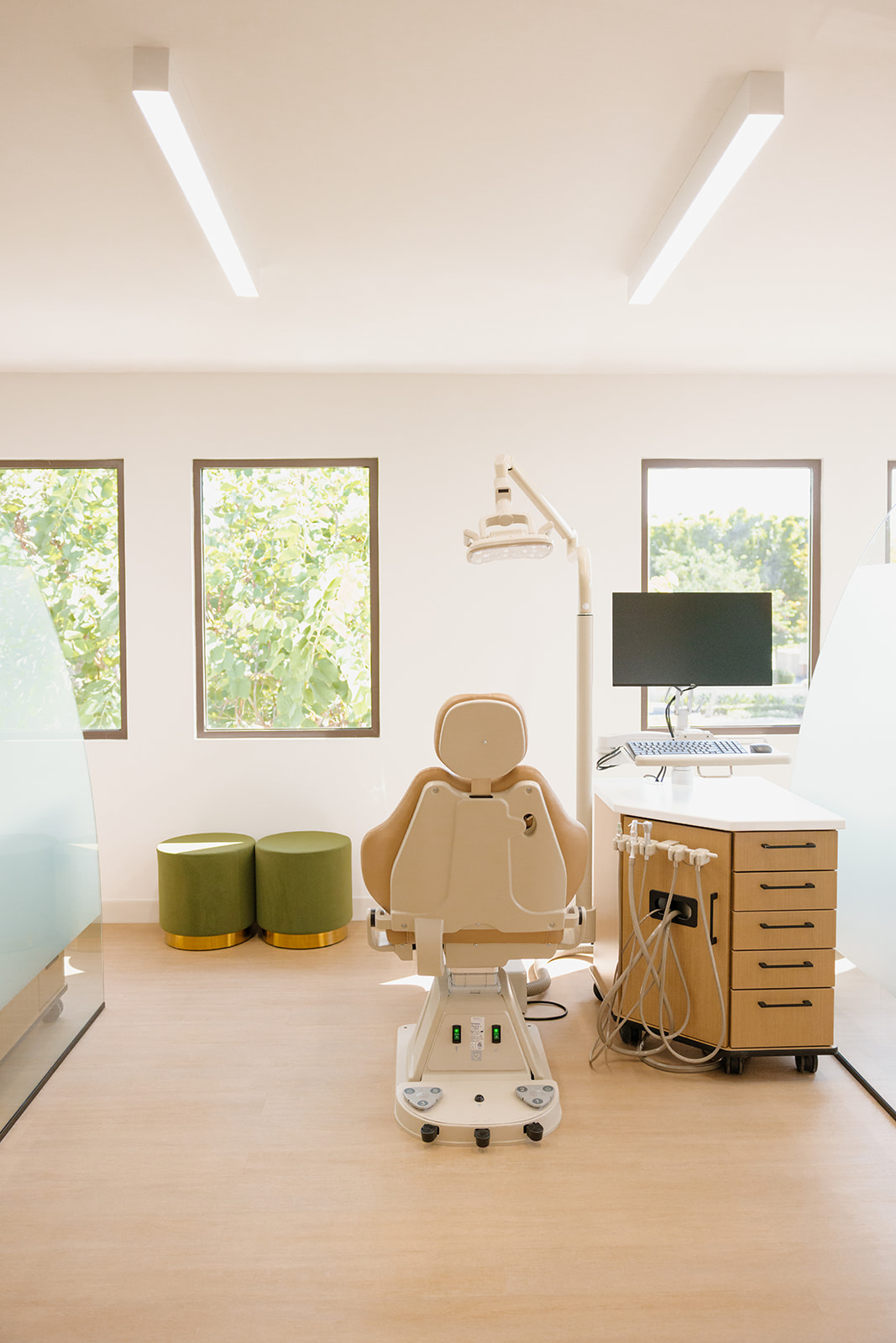 a chair set up for an orthodontic office in Orange County for branding photos 