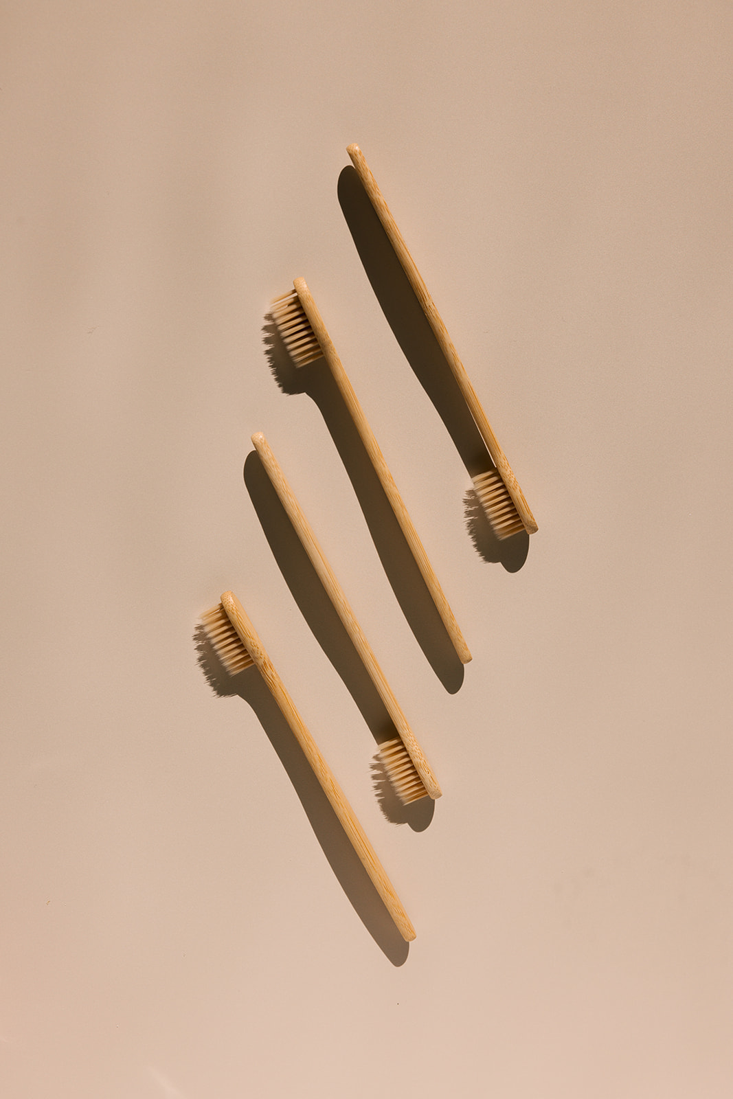 bamboo toothbrushes aesthetically placed for branding photos 