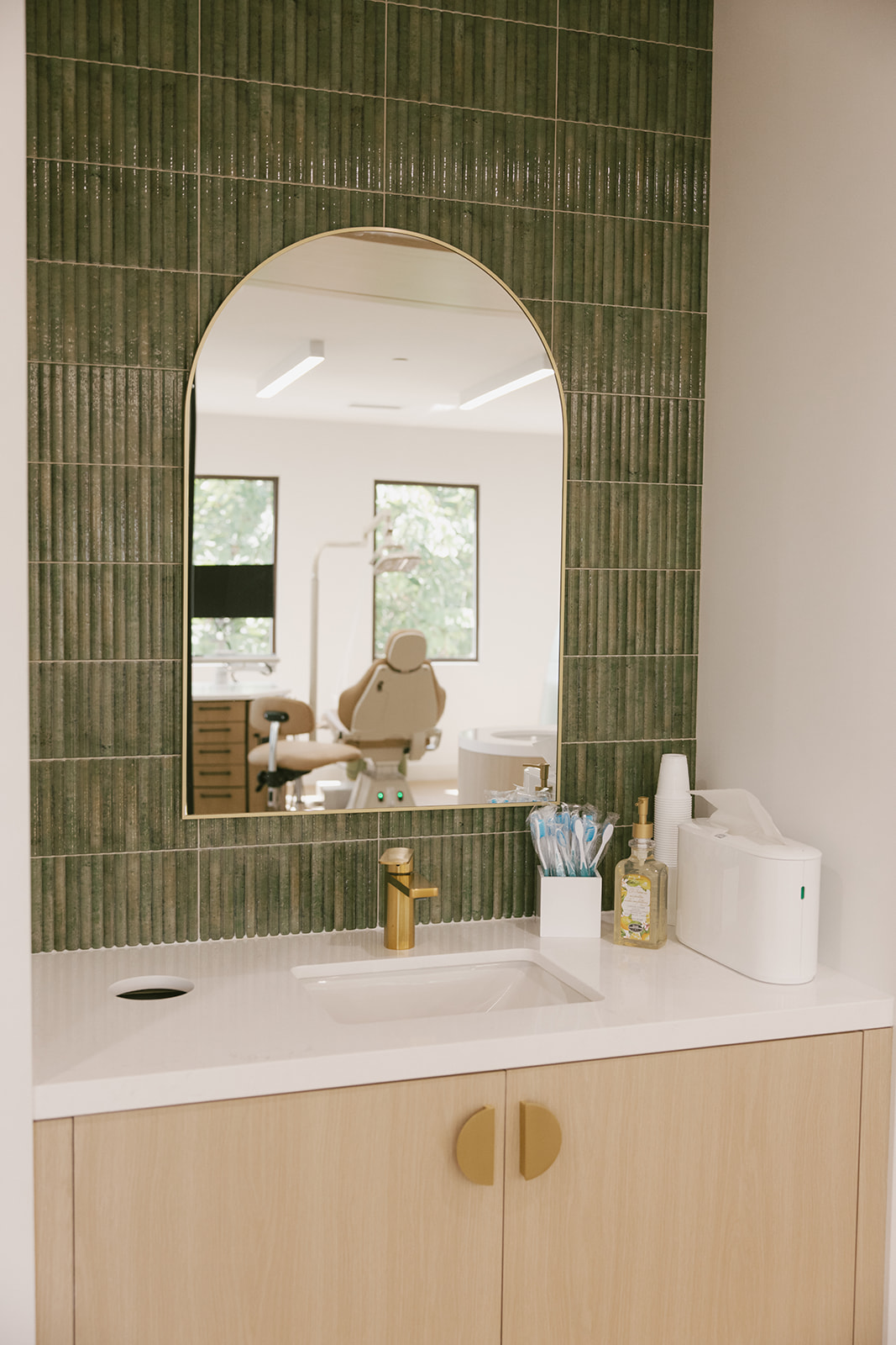 an aesthetic sink area in a dentist captured for branding photos