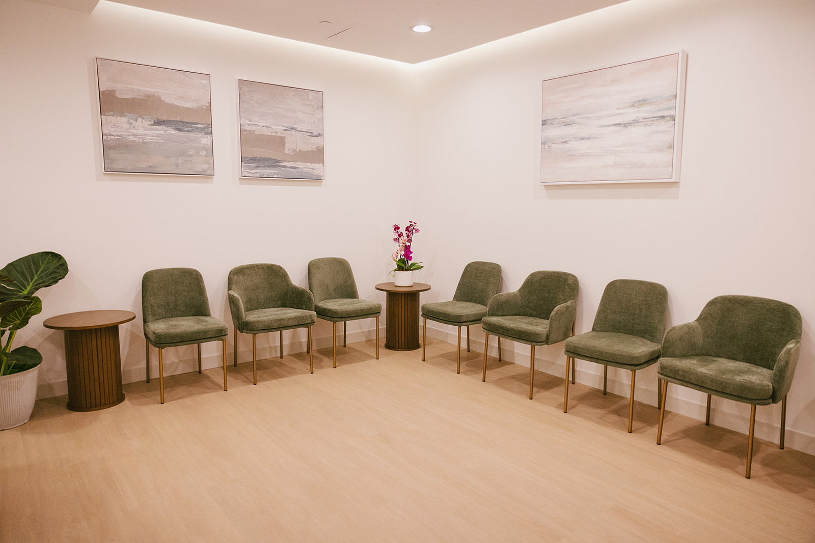 the aesthetic seating area of an orthodontic office during branding photos 