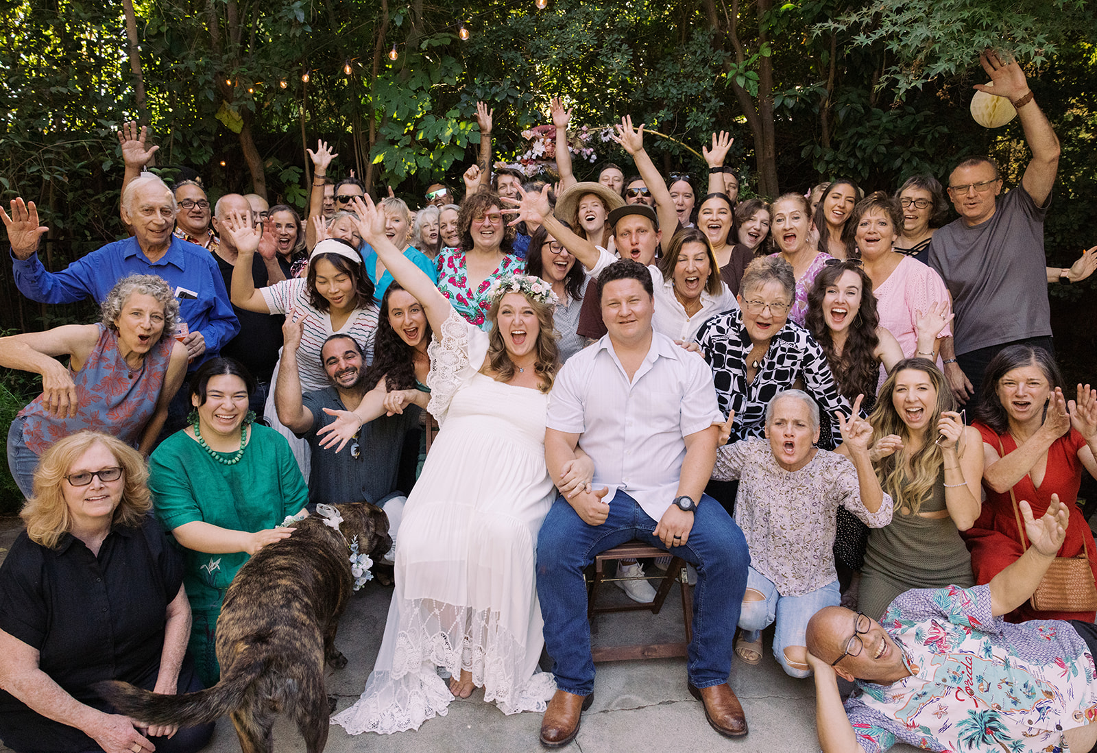 the bride and groom and all of their Small Intimate Wedding guests 