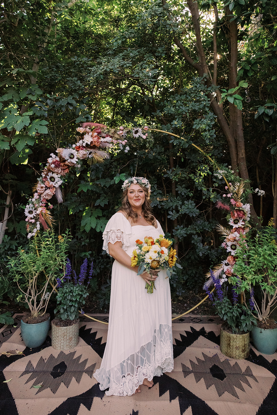 a bridal portrait at a small backyard wedding 