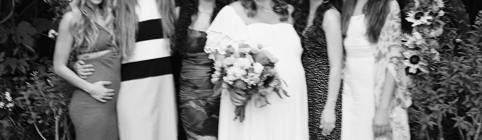 film photo of the bride and her friends beside her 