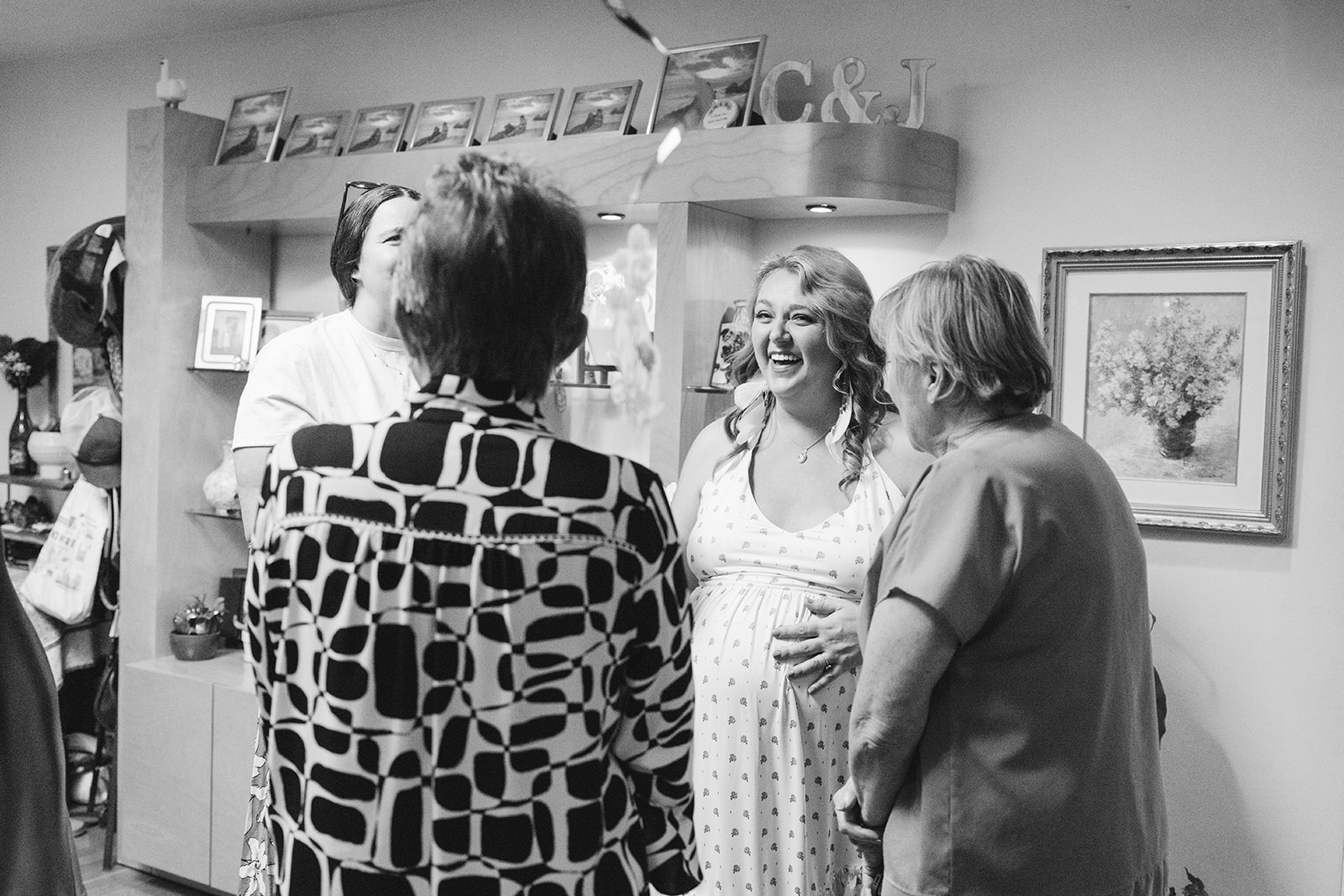 candid moments with the mother to be at the baby shower before the surprise wedding 