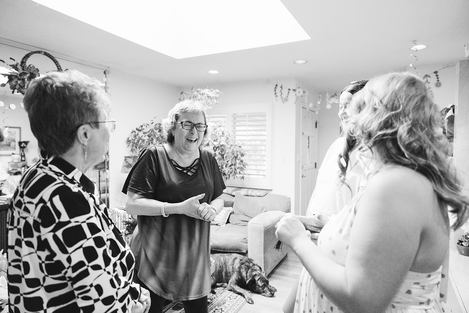 the bride to be chatting with her guests 