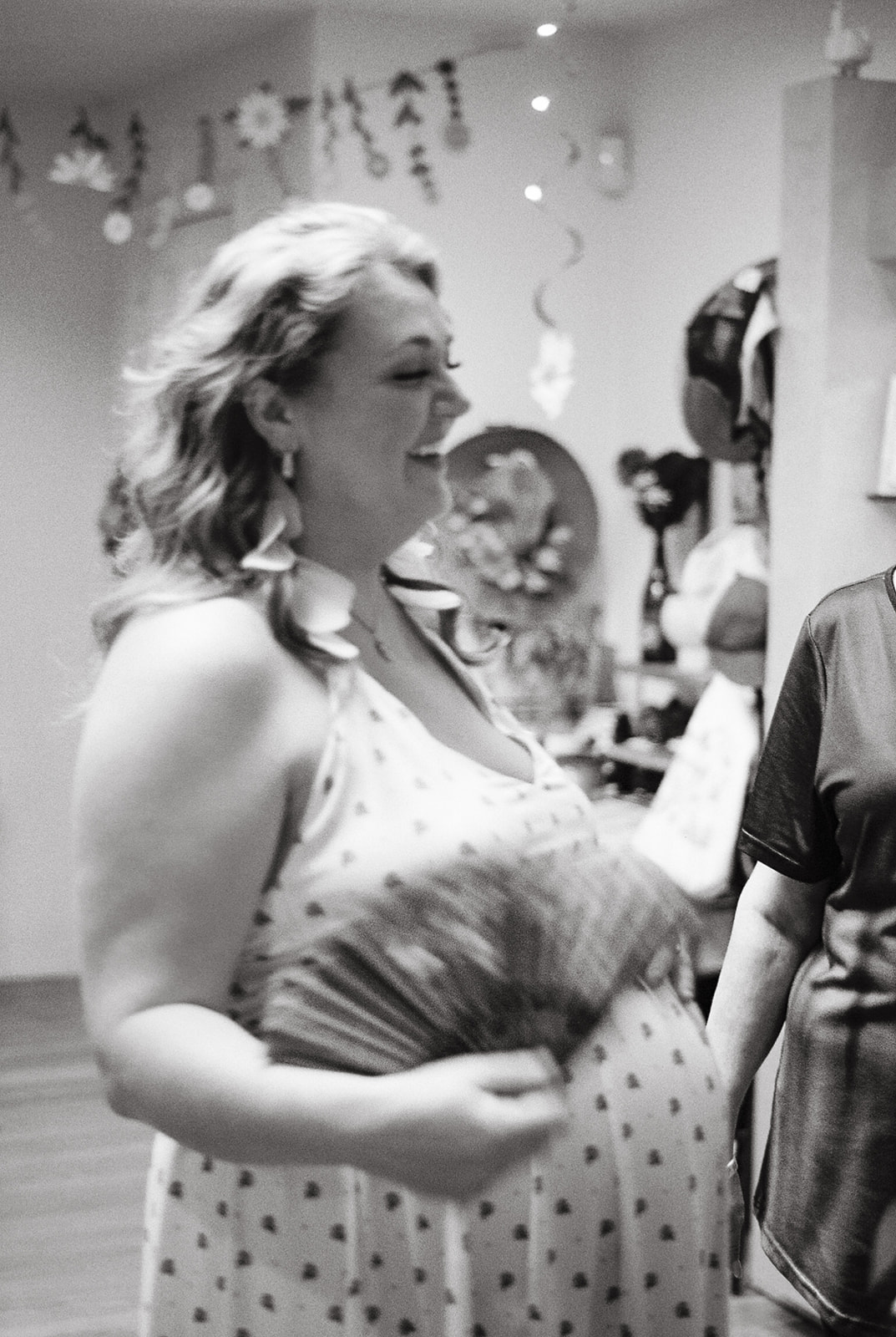 candid film photo of the bride to be 